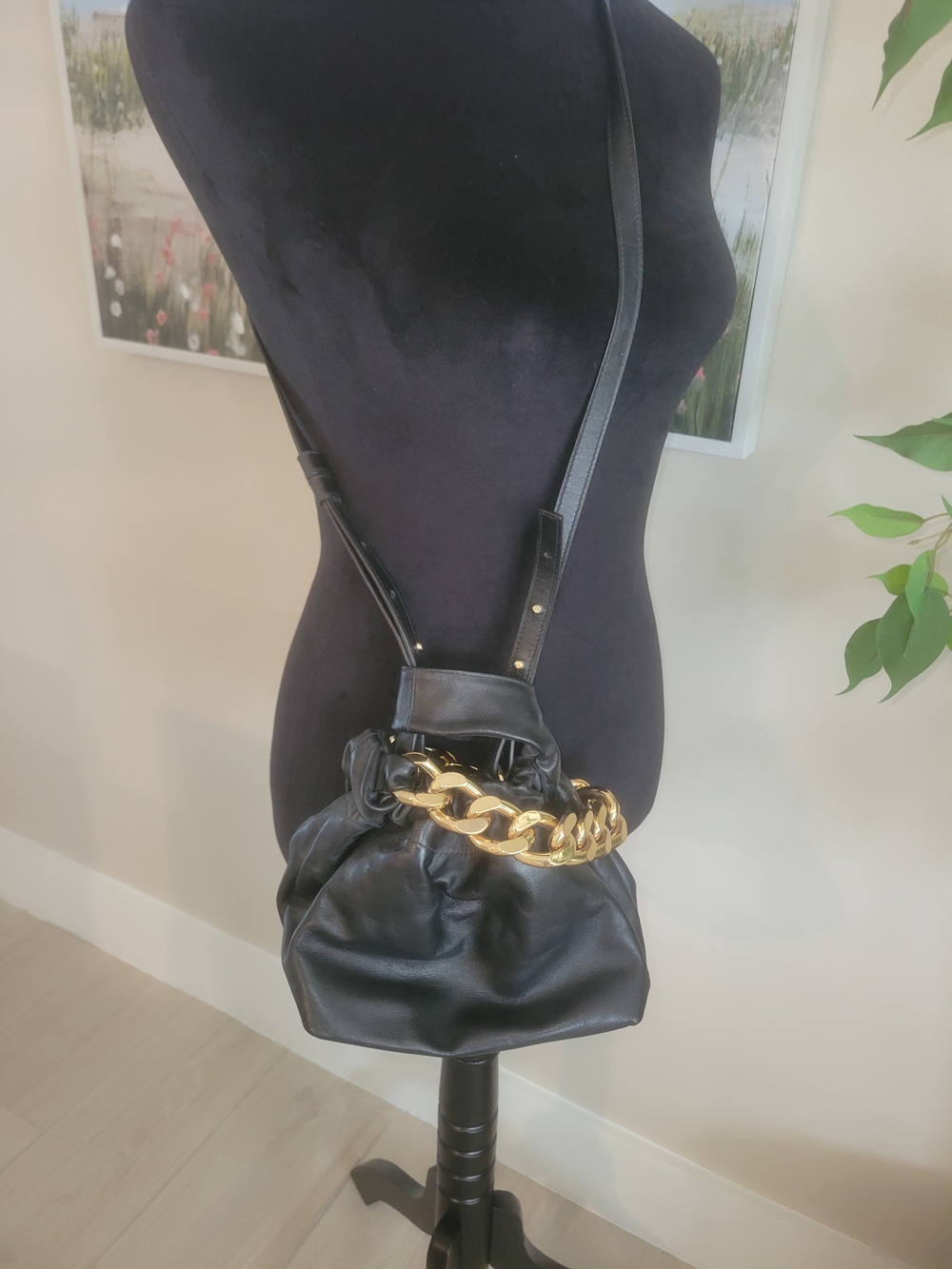 DEMELLIER Black Leather Drawstring Bucket Bag